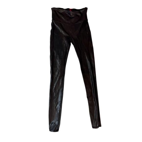 Spanx Faux Leather Leggings Women's Medium Tall High-Waisted Black Quiet Luxury - Picture 3 of 16